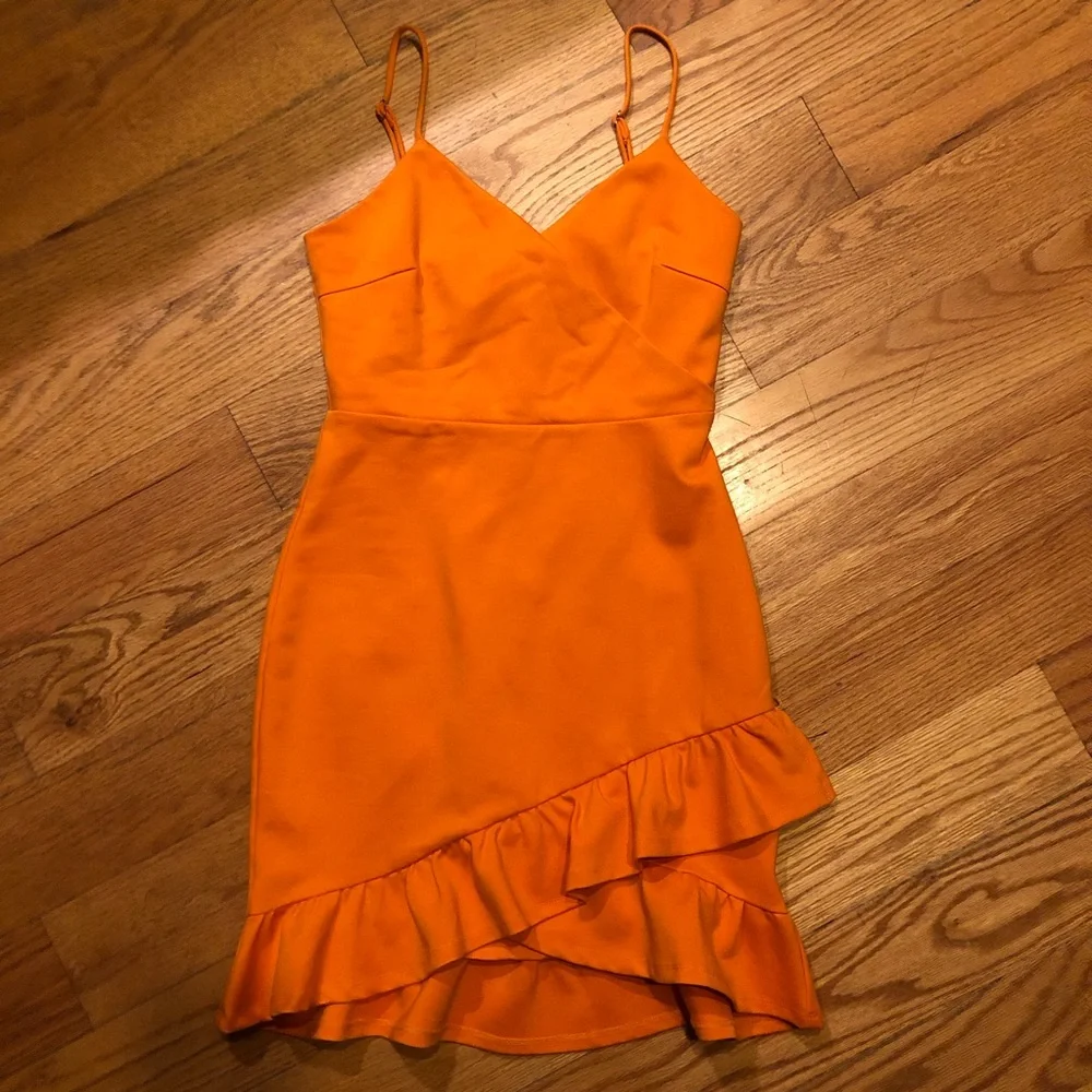 Lulu’s Orange Ruffle Dress - Picture 3 of 5